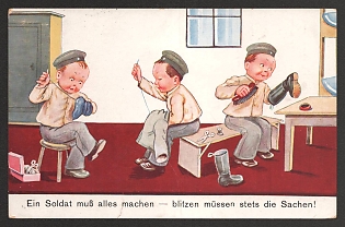 1933-1945 'A Soldier Has to Do Everything - the Things Must Always Shine!' Nazi Propaganda Postcard