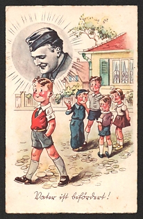 1940 'Father Has Been Promoted!' Nazi Propaganda Postcard