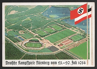 1934 'German Combat Games, Nuremberg, June 23-29 July 1934' Nazi Propaganda Postcard