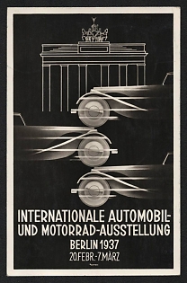 1937 'International Automobile and Motorcycle Exhibition, Berlin 1937, February 20–March 7' Automobile Nazi Propaganda Postcard