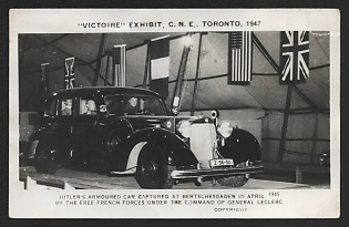 1947 'Hitler's Armoured Car Captured at Bertschesgaden in April by the Free French Forces Under the Command of General Leclerc' Automobile Nazi Propaganda Postcard