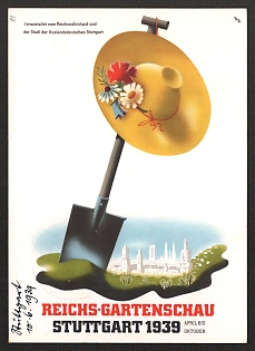1939 'Organized by the Reich Food Estate And the City of Germans Abroad, Stuttgart. Reichs-Gartenschau Stuttgart 1939 April to October' Nazi Propaganda Postcard