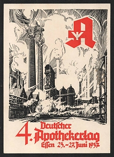 1937 'German Pharmacists' Day, Essen, June 25-27, 1937' Nazi Propaganda Postcard
