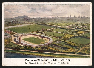 1938 'Hermann Goring Sports Field in Breslau, the Site of the German Gymnastics and Sports Festival 1938' Nazi Propaganda Postcard