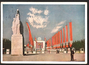 1937 'Creative People Great Reich Exhibition Dusseldorf Schlageterstadt 1937' Nazi Propaganda Postcard