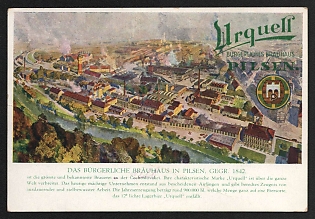 1942 'The Civil Brewing House in Pilsen, Est. 1842' Nazi Propaganda Postcard