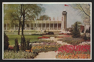 1938 'Reich Garden Show Essen 1938. The Great Flower Courtyard with Radio Tower' Nazi Propaganda Postcard