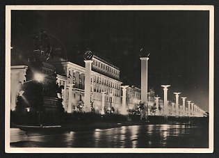 1937 'Berlin. Unter Den Linden in Radiant Lights' Nazi Propaganda Postcard
