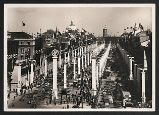 1933-1945 'Berlin. Unter Den Linden in Festive Decorations' Nazi Propaganda Postcard