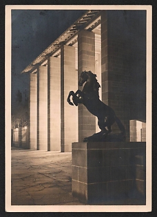 1939 'Reich Garden Show Stuttgart 1939 the Entrance Building Illuminated at Night' Nazi Propaganda Postcard