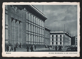 1933-1945 'Berlin the New Reichs Chancellory on Voss-Strasse' Nazi Propaganda Postcard
