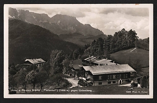 1933-1945 'Hotel and Pension Moritz ('Platterhof') (1000 M) Towards Untersberg' Nazi Propaganda Postcard