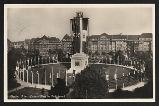 1937 'Berlin. Adolf Hitler Square in Festive Decorations' Nazi Propaganda Postcard