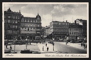 1938 'Berlin, Unter Den Linden at the Corner of Friedrichstrasse' Nazi Propaganda Postcard