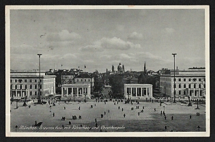 1939 'Munich, Brown House with Driver's Cabin and Temples of Honor' Nazi Propaganda Postcard