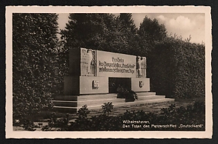 1933-1945 'Wilhelmshaven, Memorial to the Dead of the Battleship Deutschland' Nazi Propaganda Postcard