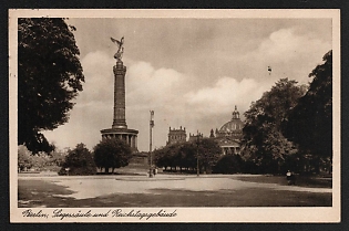 1943 'Berlin, Victory Column and Reichstag Building' Nazi Propaganda Postcard