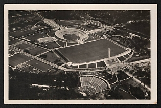 1936 'General View of the Reichssportfeld with the Dietrich Eckardt Stage. Official Olympic Postcard in Aid of the Olympic Fund' Nazi Propaganda Postcard