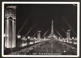 1939 'Berlin the Offensive-West Axis in Festive Decorations' Nazi Propaganda Postcard