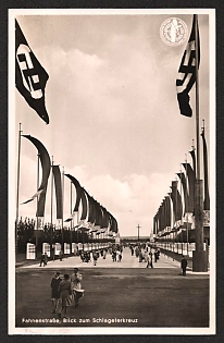 1937 'Fahnenstrabe, View of the Schlageter Cross' Nazi Propaganda Postcard