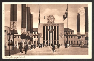 1937 'Reception Building' Nazi Propaganda Postcard