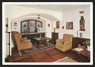 1933-1945 'Interior of the Goering Country House, Obersalzberg, Near Berchtesgaden' Interior Nazi Propaganda Postcard
