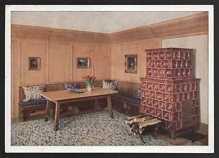 1942 'The Berghof Obersalzberg Living Room' Interior Nazi Propaganda Postcard