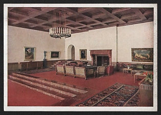 1933-1945 'Berghof Obersalzberg. Great Hall' Interior Nazi Propaganda Postcard