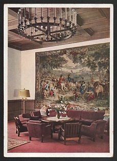 1933-1945 'Berghof Obersalzberg. Great Hall' Interior Nazi Propaganda Postcard