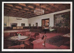 1942 'Berghof Obersalzberg. Great Hall' Interior Nazi Propaganda Postcard
