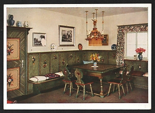 1933-1945 'Interior of Haus Wachenfeld, the Chancellor's Country House in Berchtesgaden (Obersalzberg)' Interior Nazi Propaganda Postcard