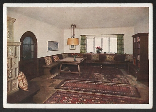 1933-1945 'Berghof Obersalzberg. Living Room' Interior Nazi Propaganda Postcard