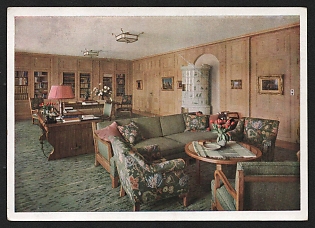 1933-1945 'Berghof Obersalzberg. The Fuhrer's Study' Interior Nazi Propaganda Postcard