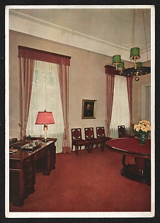 1933-1945 'Munich. The Brown House, the Fuhrer's Study and Reception Room' Interior Nazi Propaganda Postcard
