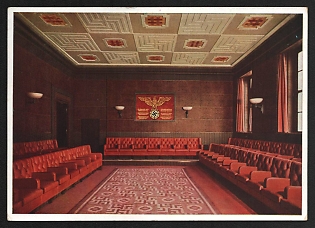 1933-1945 'Munich. The Brown House, the Senators' Hall' Interior Nazi Propaganda Postcard