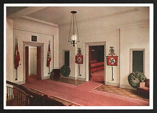 1933-1945 'Munich. The Brown House, the Standard Hall with a View of the Senators' Hall' Interior Nazi Propaganda Postcard