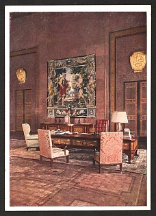 1933-1945 'New Reich Chancellor Berlin, Architect Professor Albert Speer, Fuhrer's Study' Interior Nazi Propaganda Postcard