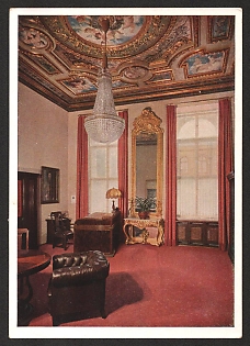 1933-1945 'Munich. The Brown House, the Imperial Treasurer's Office and Reception Room. The Ceiling and Mirrors are from the Old Building' Interior Nazi Propaganda Postcard