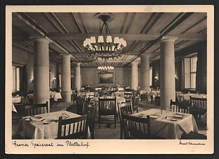 1943 'Large Dining Hall in the Platterhof' Interior Nazi Propaganda Postcard