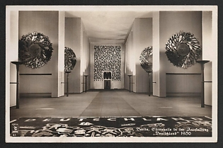 1936 'Berlin. Hall of Honor at the 'Germany' Exhibition 1936' Interior Nazi Propaganda Postcard