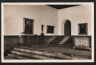 1933-1945 'Berghof Wachenfeld Partial View from the Great Hall' Interior Nazi Propaganda Postcard