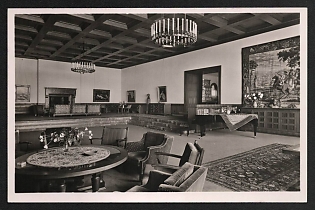1933-1945 'Berghof Obersalzberg Great Hall' Interior Nazi Propaganda Postcard