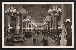 1937 'Exposition Internationale Paris 1937 the German House - Exhibition Hall the German Pavilion - German House Exhibition Hall' Interior Nazi Propaganda Postcard