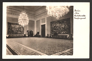 1940 'Berlin. New Reich Chancellery. Reception Hall' Interior Nazi Propaganda Postcard