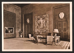 1933-1945 'New Reich Chancellery Berlin Architect Prof. Albert Speer Desk in the Fuhrer's Study' Interior Nazi Propaganda Postcard