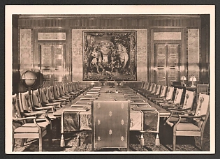 1933-1945 'New Reich Chancellery Berlin Architect Prof. Albert Speer Reich Cabinet Hall' Interior Nazi Propaganda Postcard