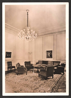 1933-1945 'New Reich Chancellery Berlin Architect Prof. Albert Speer, Befucher's Room' Interior Nazi Propaganda Postcard