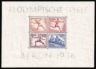 1936 Third Reich, Germany, Souvenir Sheet