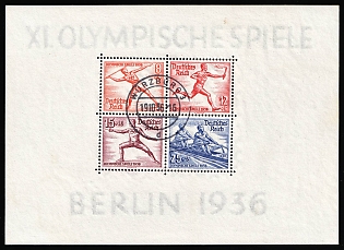 1936 (19 Oct) Third Reich, Germany, Souvenir Sheet, Wurzburg Postmark