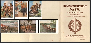 1938 'National Competitions of the SA. Berlin, July 15-17, 1938' Nazi Propaganda Postcards Set in Booklet, Very Rare
